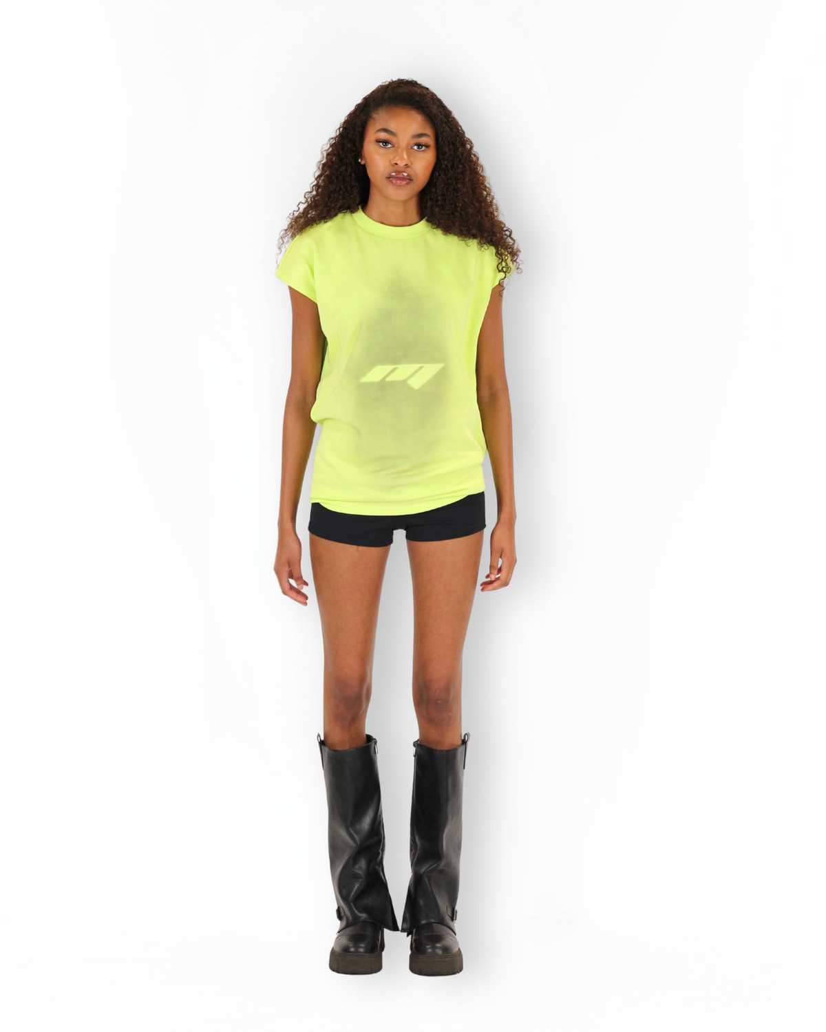 MTL Sleeveless Zipper Shirt Neon Yellow