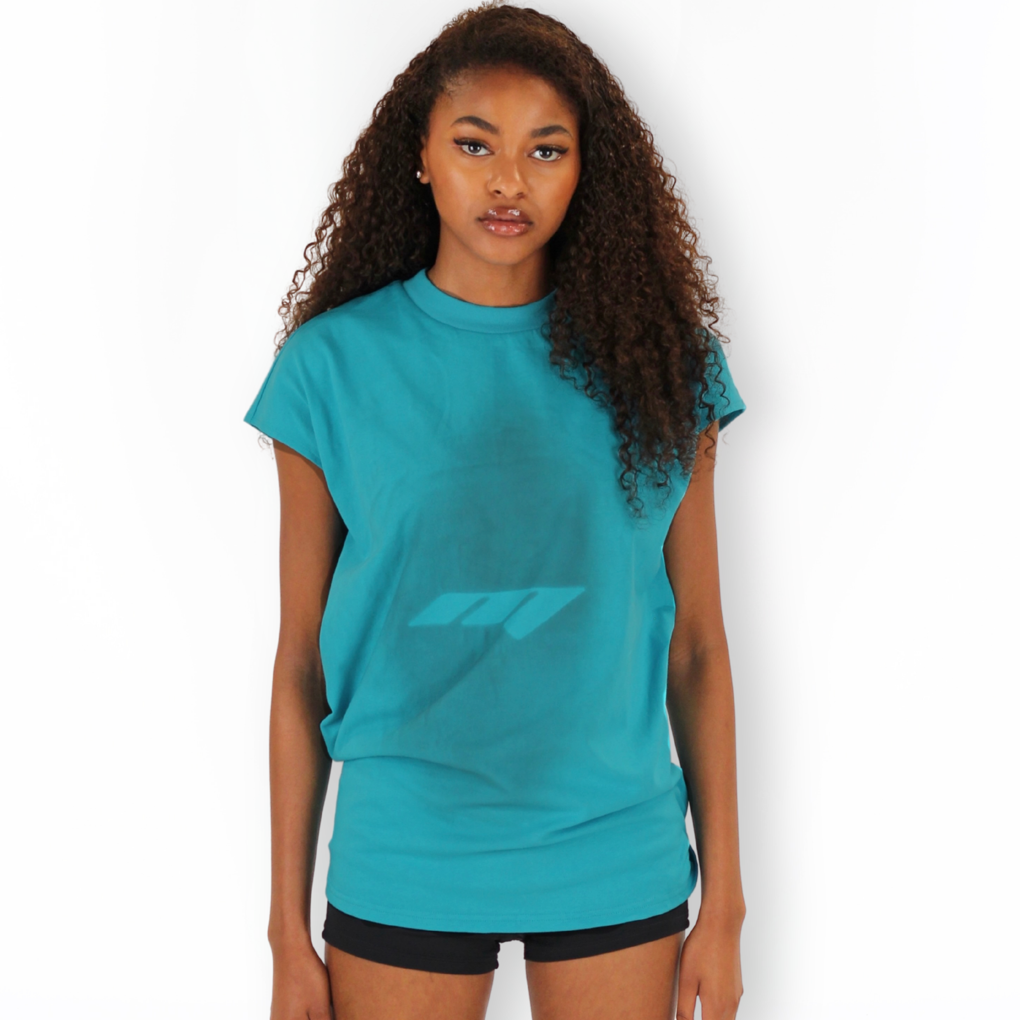 MTL Sleeveless Zipper Shirt Teal