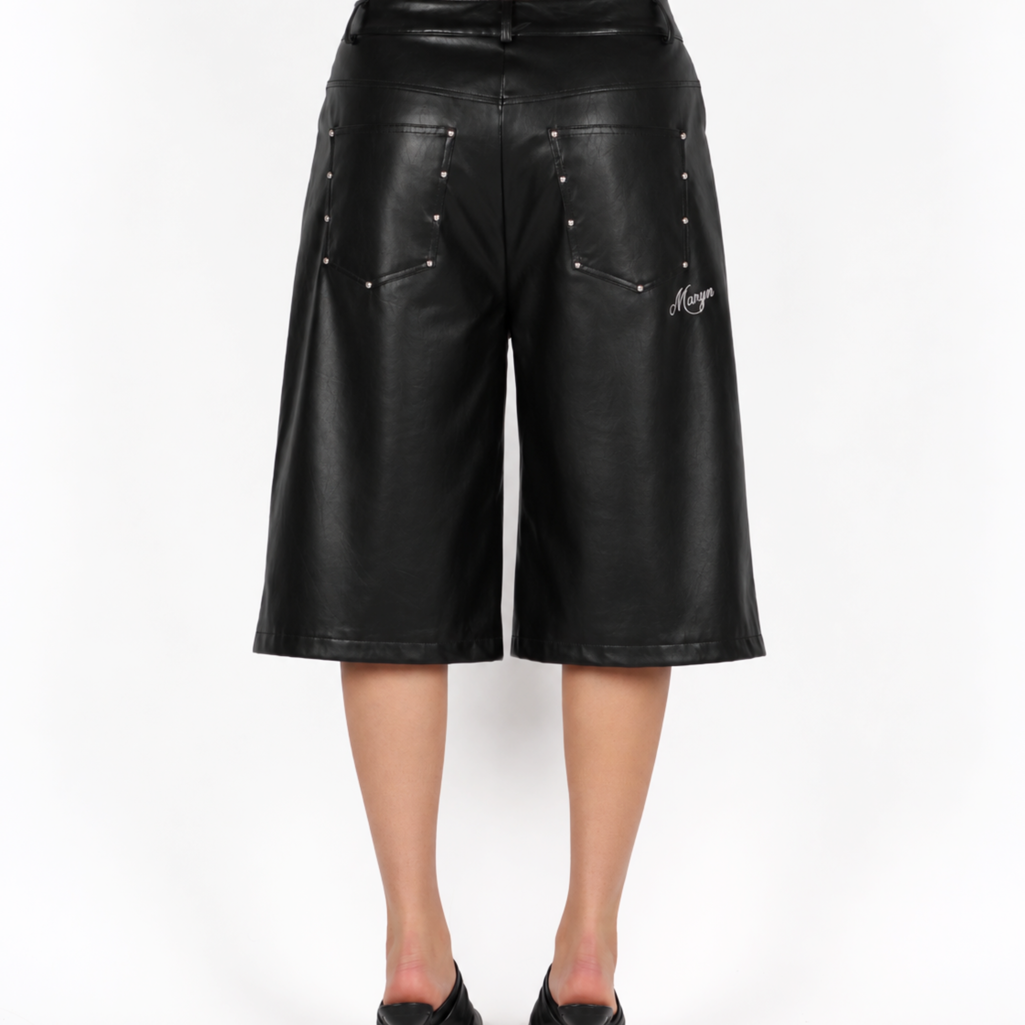 MTL Studded Leather Bermuda Black