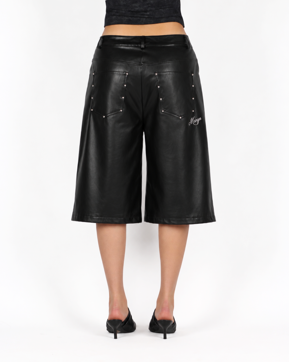 MTL Studded Leather Bermuda Black