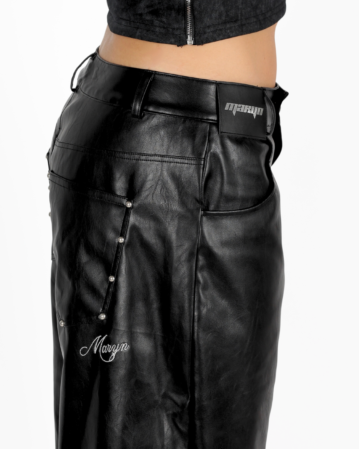 MTL Studded Leather Bermuda Black