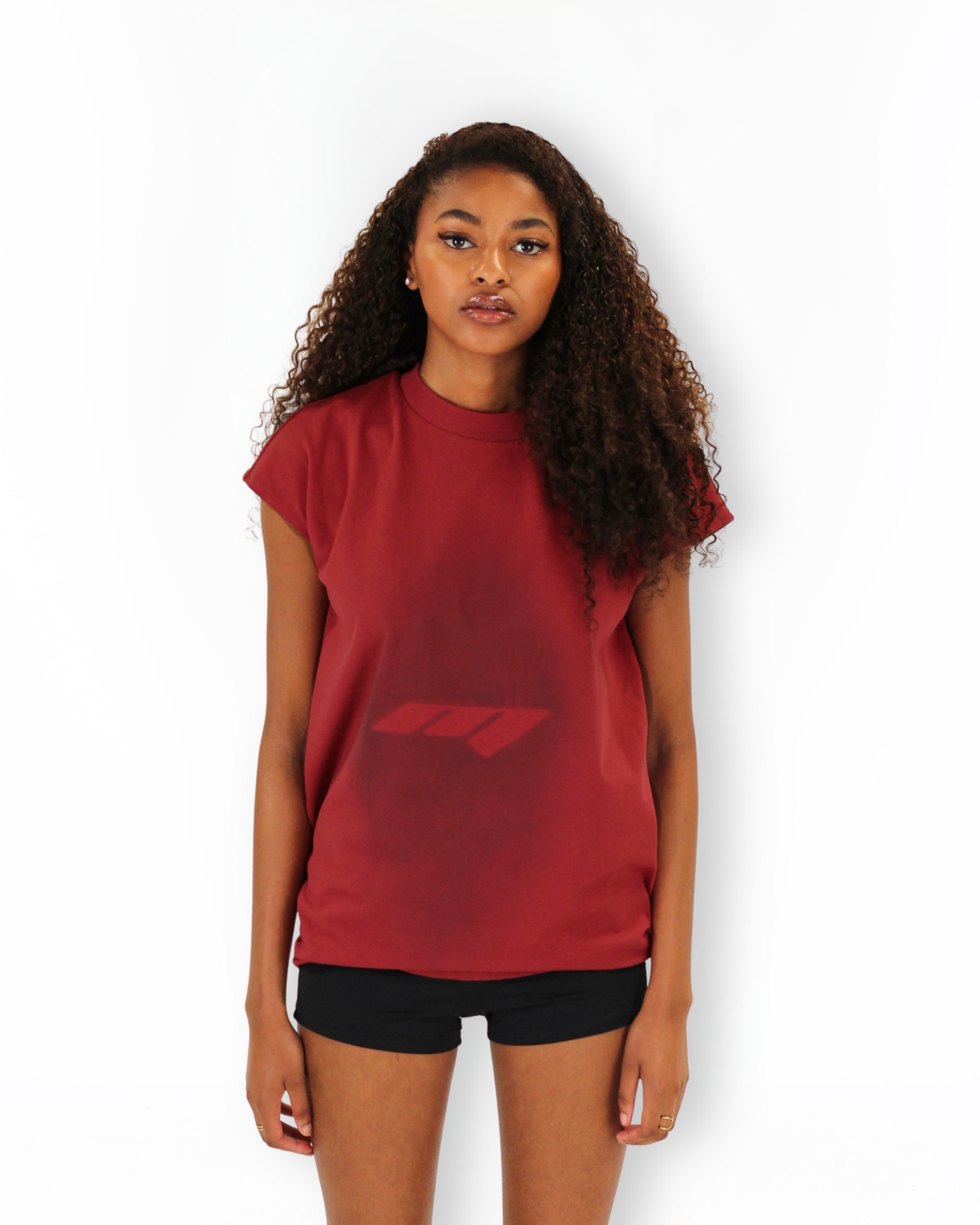 MTL Sleeveless Zipper Shirt Red