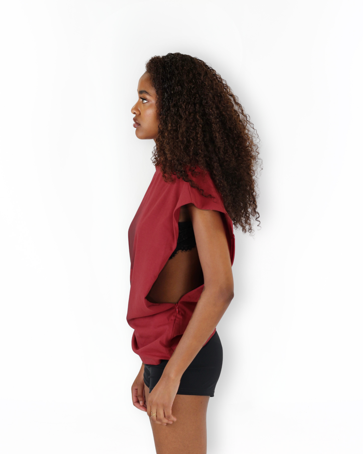 MTL Sleeveless Zipper Shirt Red