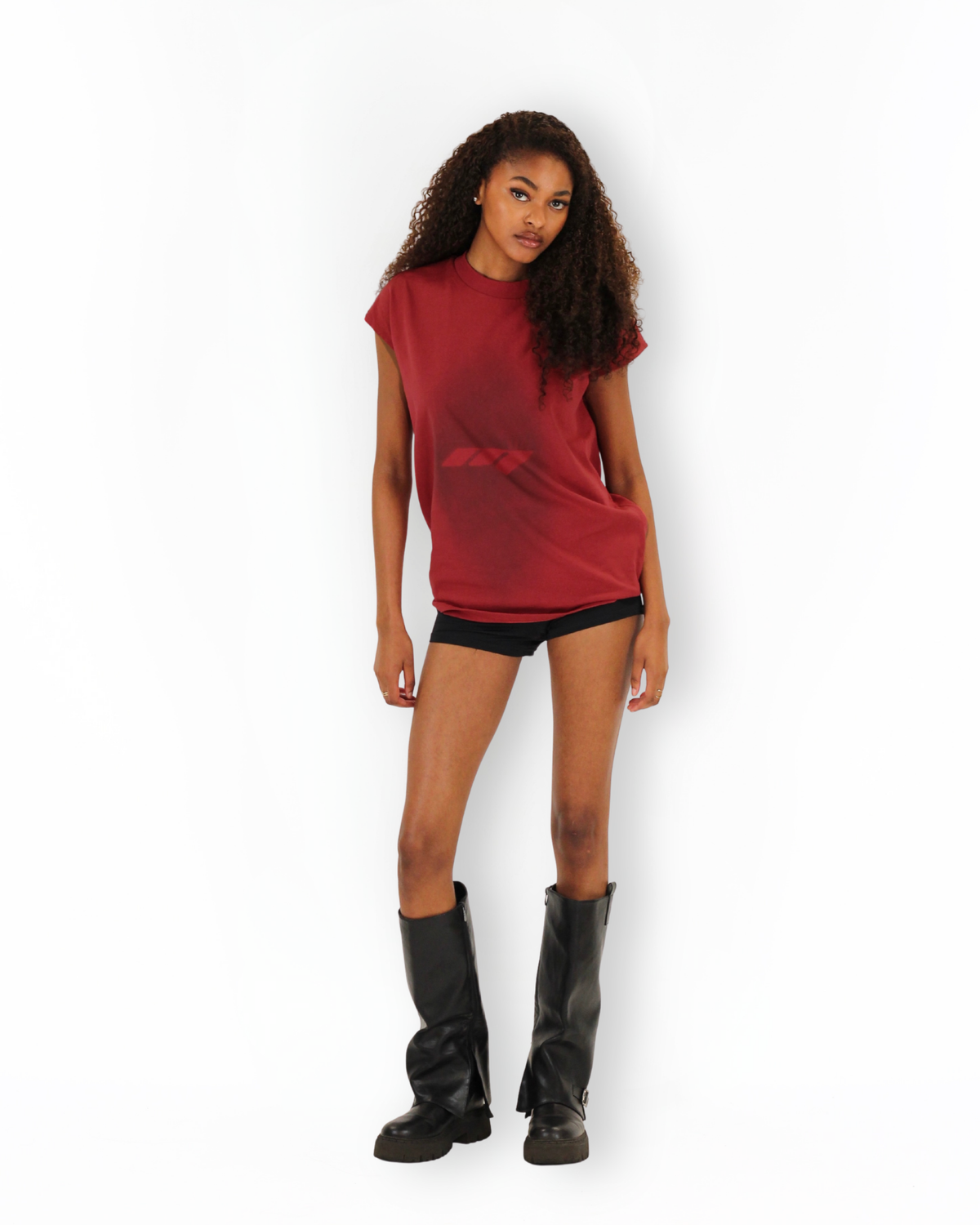 MTL Sleeveless Zipper Shirt Red