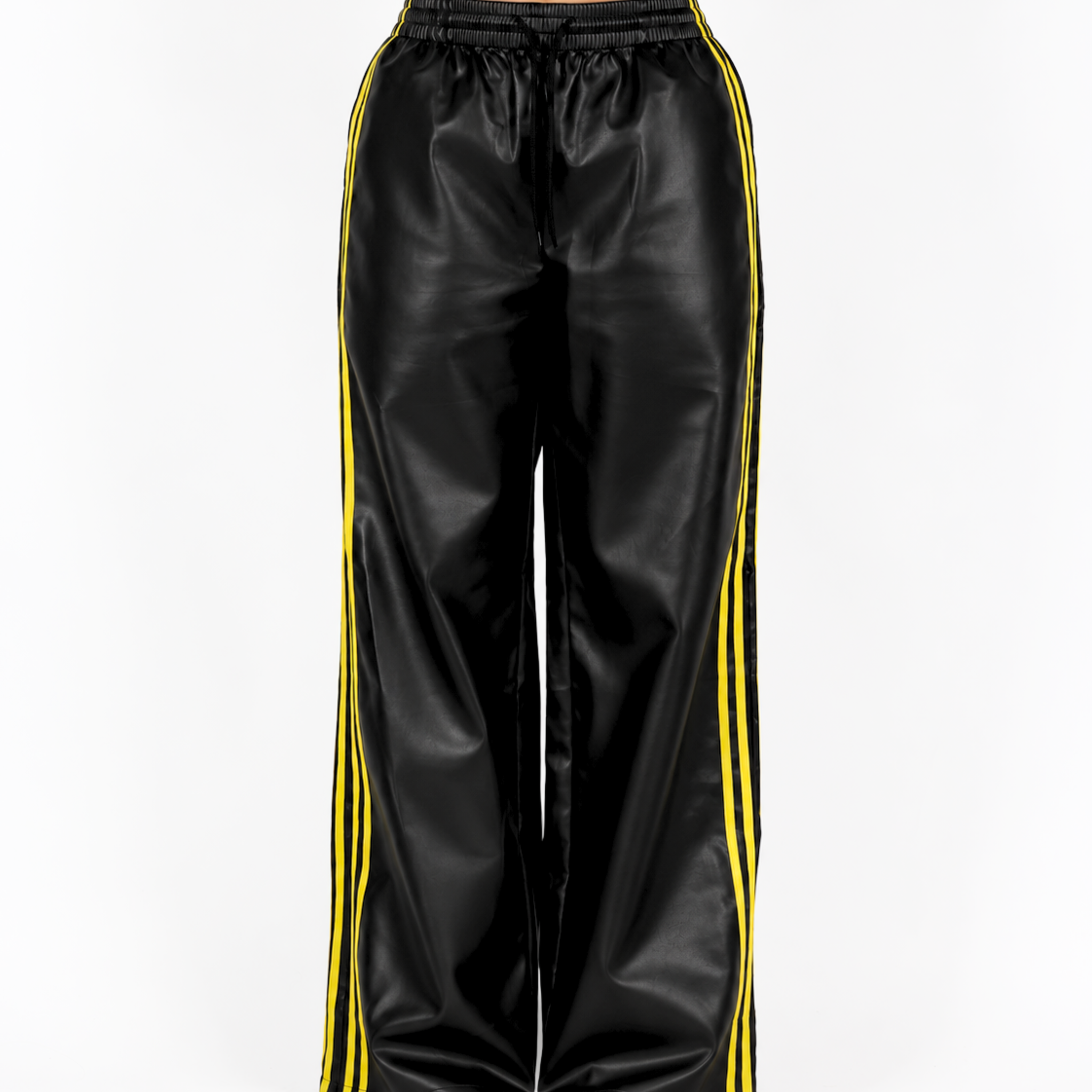MTL Striped Leather Pants Black/Yellow