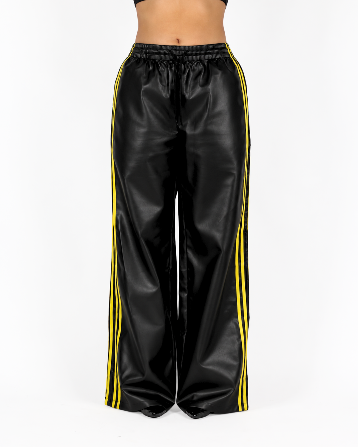 MTL Striped Leather Pants Black/Yellow