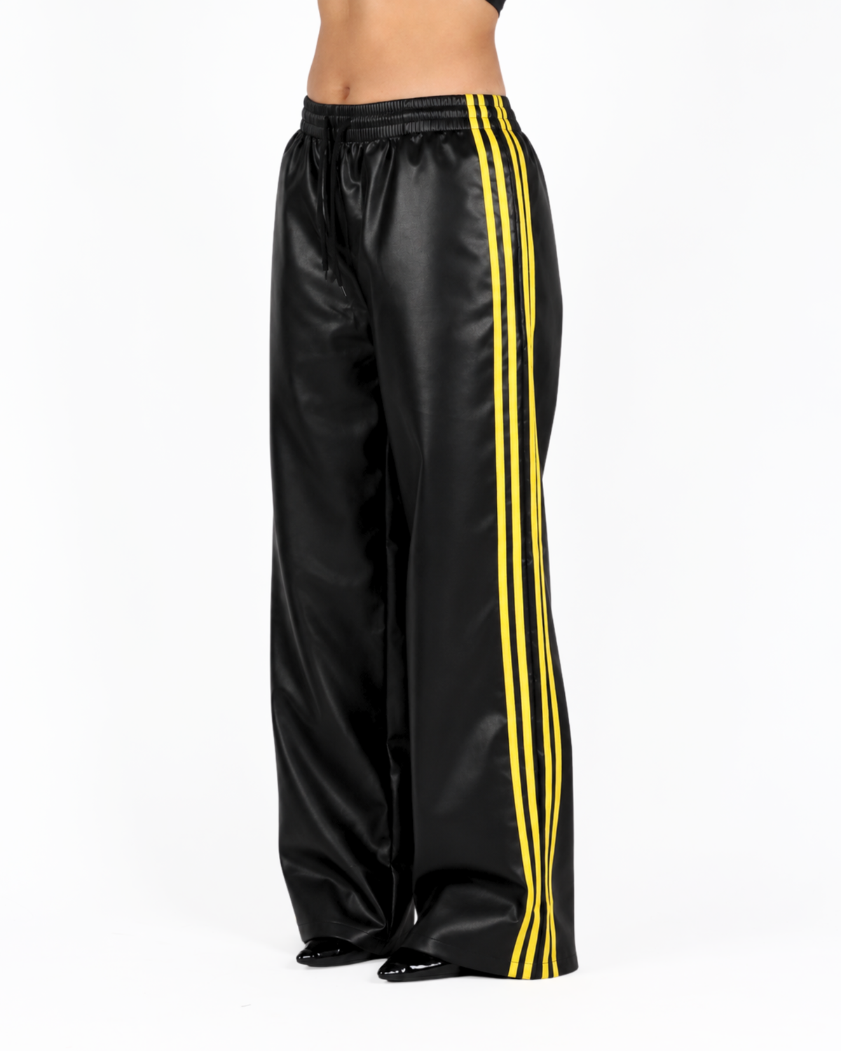MTL Striped Leather Pants Black/Yellow