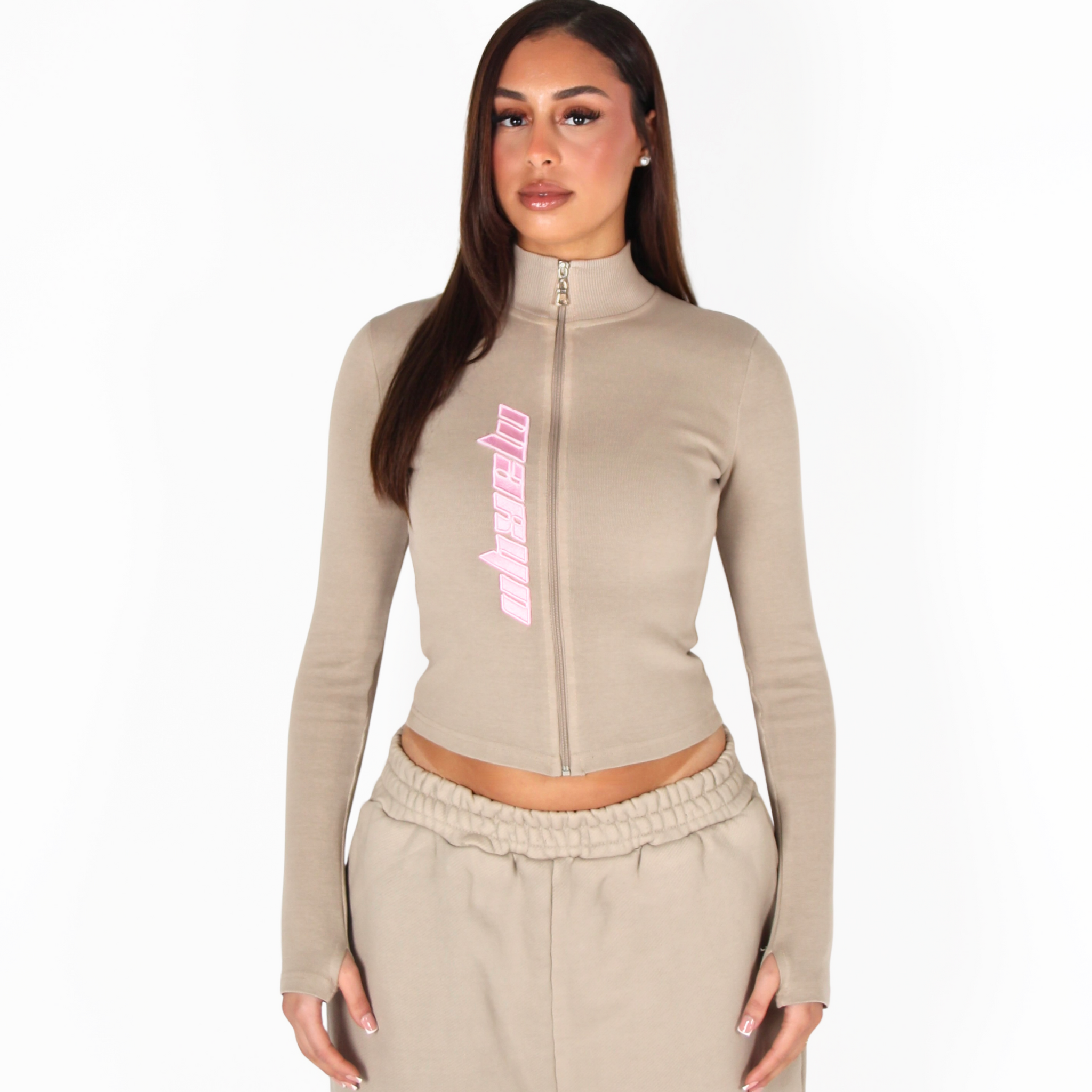 MTL Zip-Up Top Beige