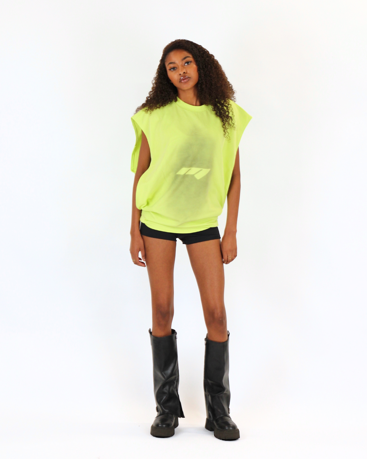 MTL Sleeveless Zipper Shirt Neon Yellow