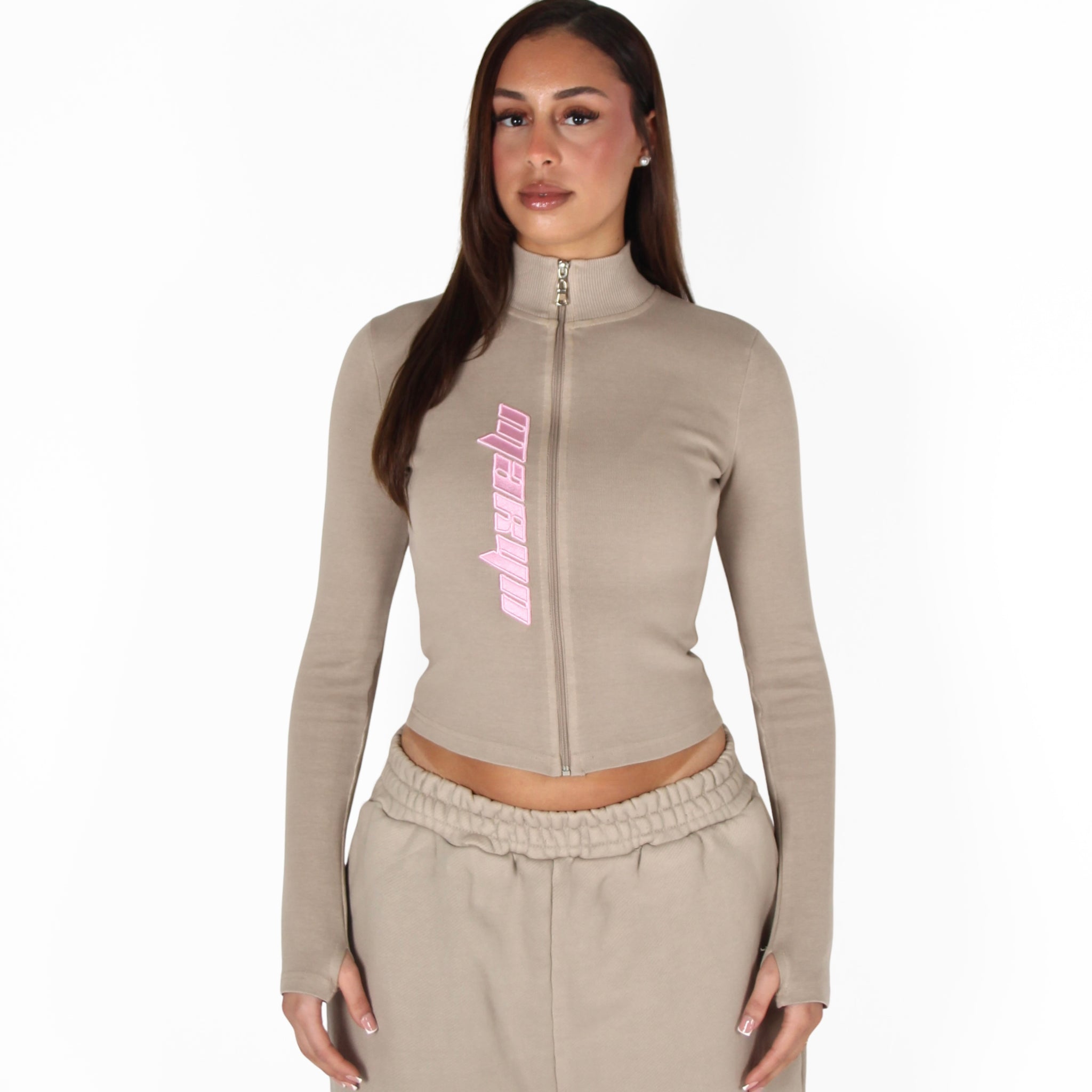 MTL Zip-Up Top Beige