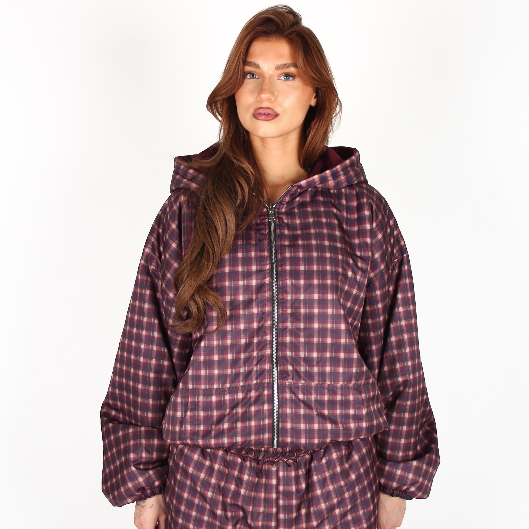 MTL Reversible Checked Jacket Burgundy